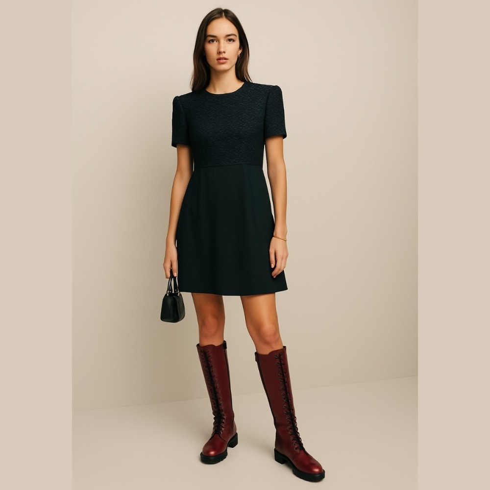Silk Beaded Mini Dress Empire Waist Talbots Little Black Dress LBD